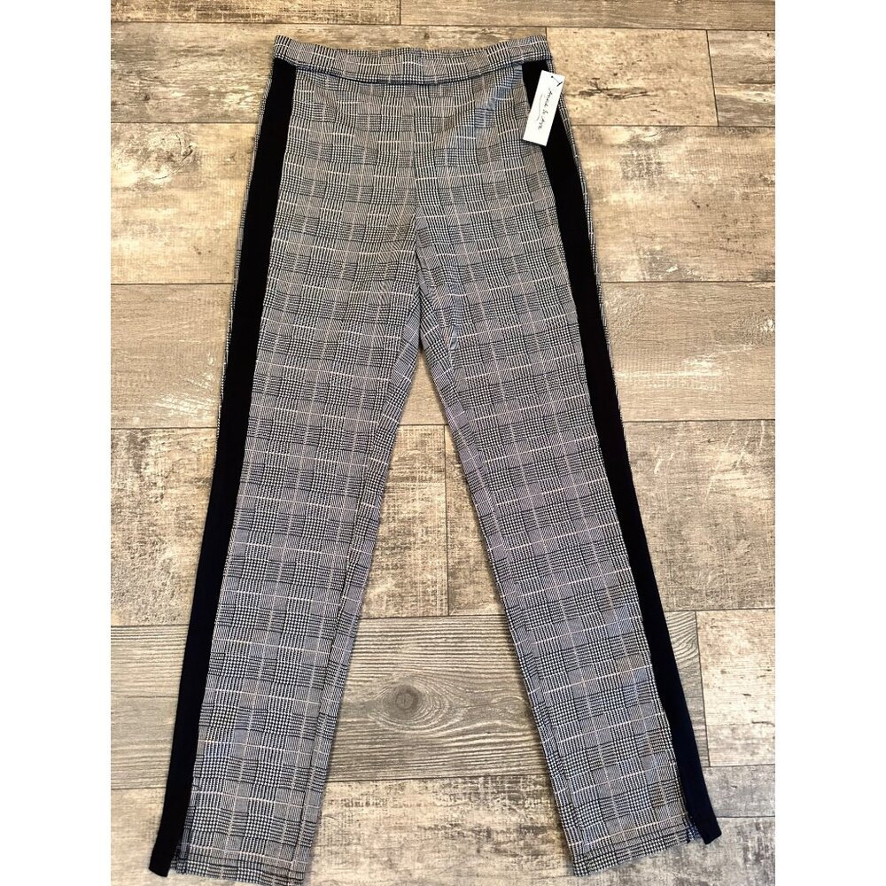 New Small Anna & Ava Black Plaid Pants Preppy Side Stripe Detail Office Siren